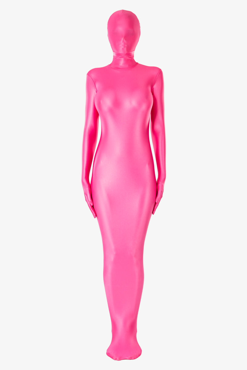 Spandex bondage body bag with separate hands, gloves and mask