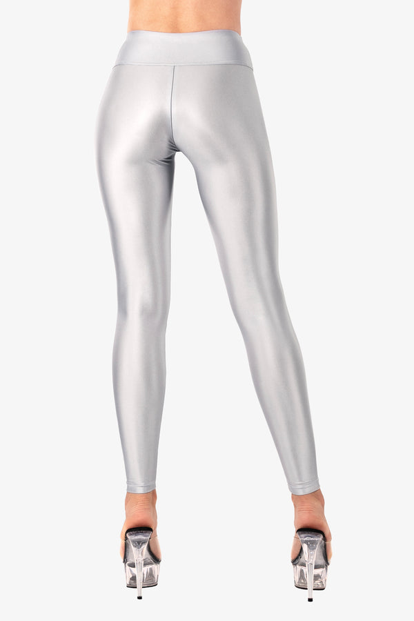 High rise shiny spandex leggings with hidden zipper 2 sliders