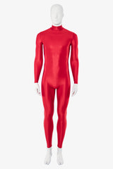 Men's Shiny Spandex Catsuit with High Neck and Back Zipper