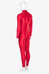 Men's Shiny Spandex Catsuit with High Neck and Back Zipper