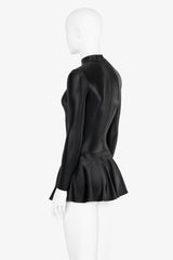 Shiny Spandex Long Sleeve Swimsuit with Attached Skirt
