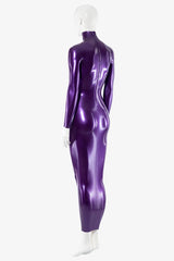 Latex Restrictive Ankle-Length Dress with High Neck