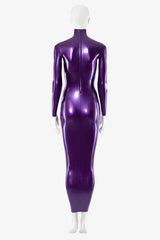 Latex Restrictive Ankle-Length Dress with High Neck