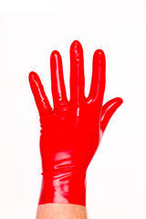 Short gloves made of moulded latex unisex red