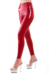 Red shiny latex leggings