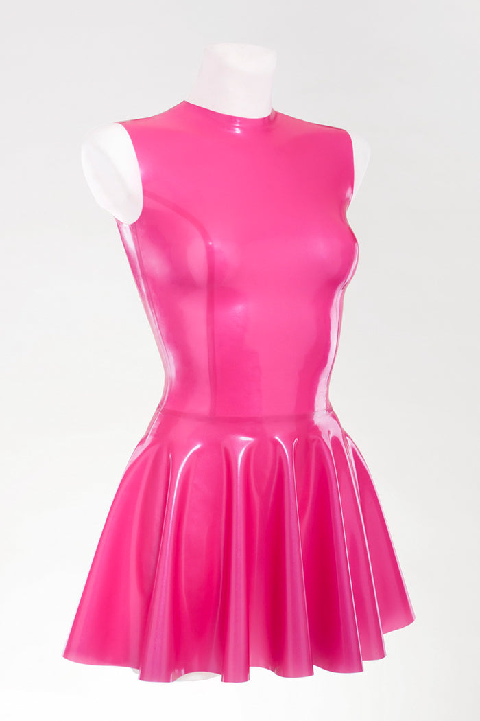Very sexy latex fit-and-flare dress