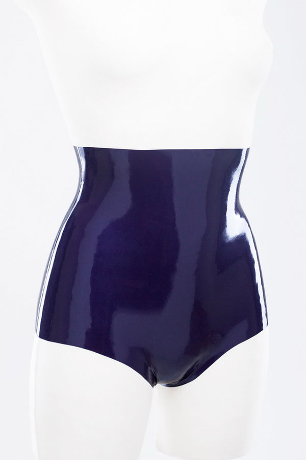 Slinky high waisted latex shorts