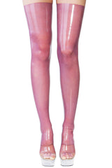Stockings made of translucent latex with back seam