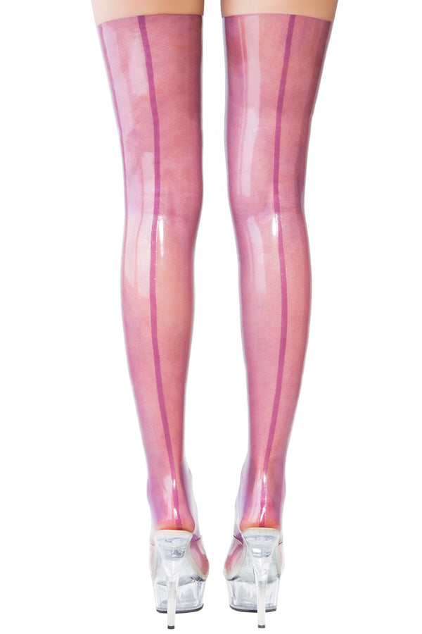 Stockings made of translucent latex with back seam