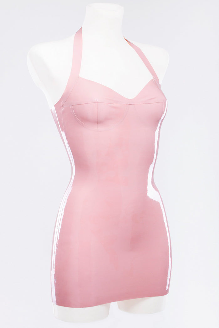 Light pink latex dress with molded cups Light pink latex dress with molded cups
