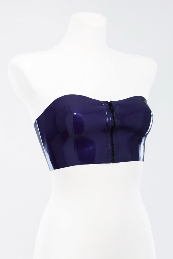 Latex top with front zipper