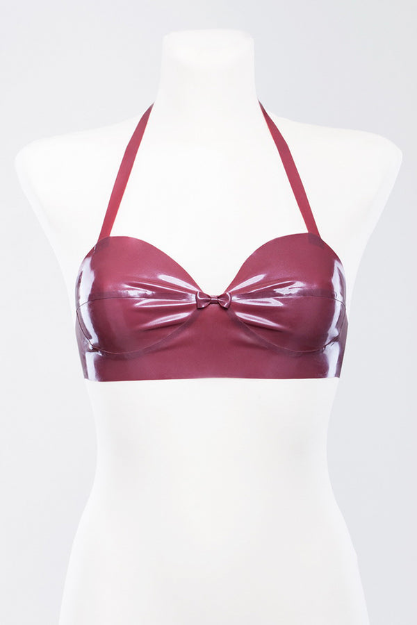 Latex bra decorated with small bow