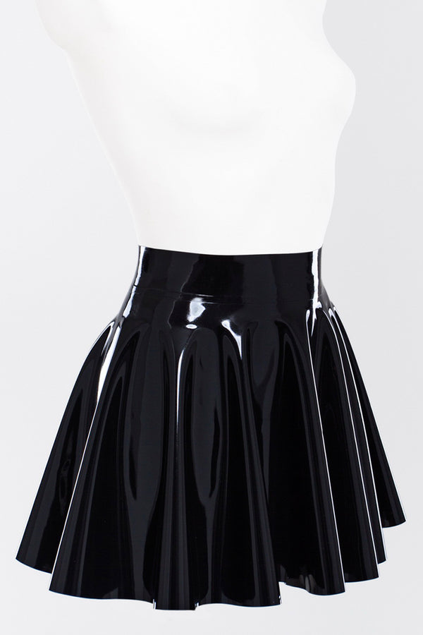 Latex fit-and-flare skirt