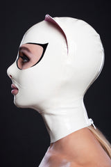 Latex cat mask with eyelashes and pink ears